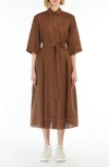 Max Mara Nocino Linen Shirt Dress In Brown