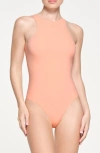 Skims Fits Everybody High Neck Bodysuit In Faded Nectar