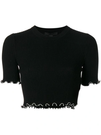 Alexander Wang Ball Chain-embellished Crop Top, Onyx In Black