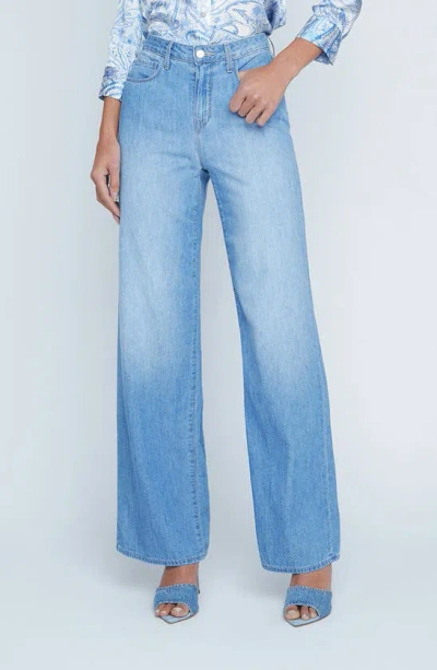 L Agence Alicent High Rise Trainer Wide Leg Jeans In Havana