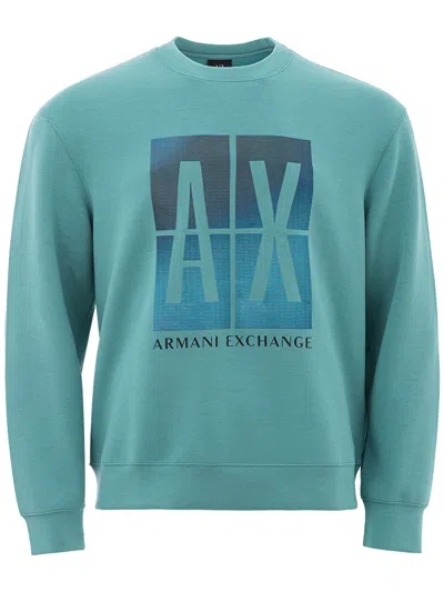 Armani Exchange Elegant White Wool Hooded Cardigan In Green