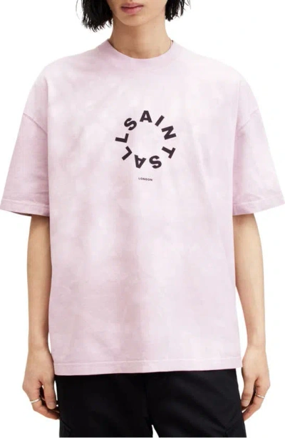 Allsaints Mens Lilly White Tierra Circular Graphic-logo Organic-cotton T-shirt