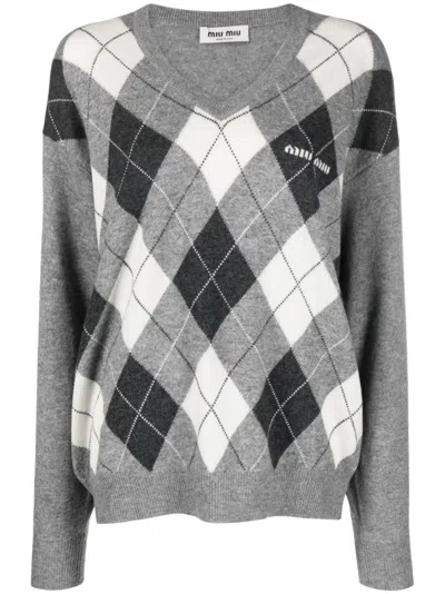 Miu Miu Cashmere Sweater In Grey