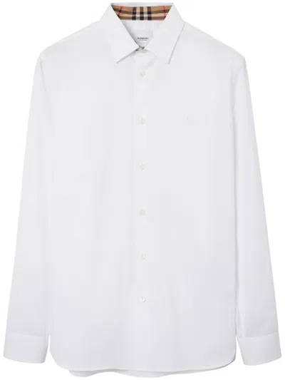 Burberry Logo Cotton Shirt In White