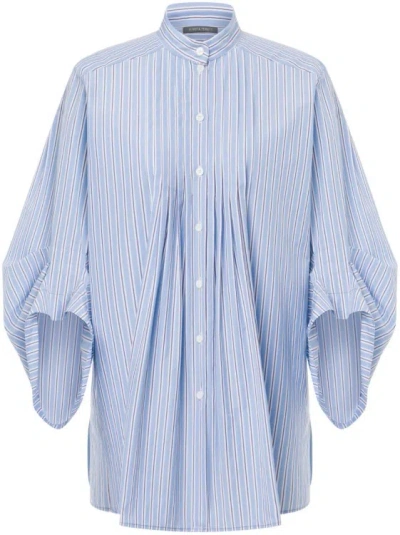 Alberta Ferretti Striped Cotton Shirt In Blue