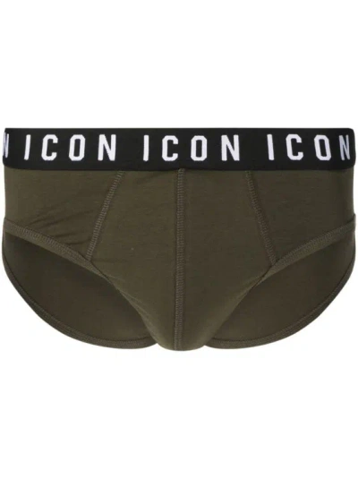 Dsquared2 Icon-waistband Briefs In Green