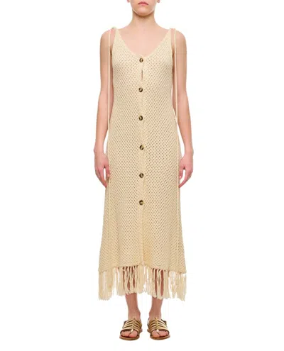 Gio Giovanni Gerosa Crochet Dress With Buttons Front In Neutrals