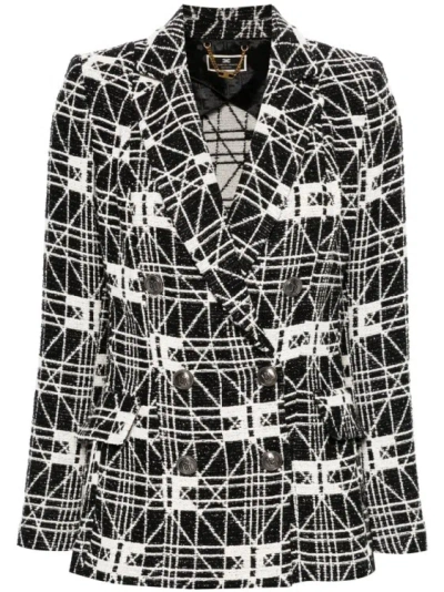 Elisabetta Franchi Logo-print Tweed Blazer In Grey