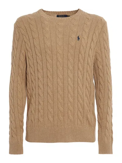 Polo Ralph Lauren Cotton Cable-knit Sweater In Beige