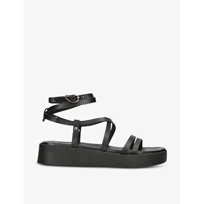 Ancient Greek Sandals Aristea Wraparound-strap Flatform Sandals In Black