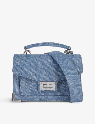 The Kooples Small Denim Emily Shoulder Bag In Blue Washed