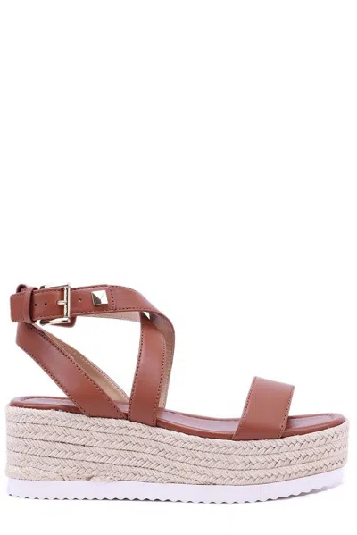 Michael Michael Kors Lowry Strappy Wedge Sandals In Brown