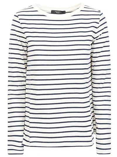 Weekend Max Mara Logo Embroidered Striped Top In Multi