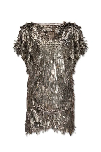 Isabel Marant Allover Embellished Mini Dress In Silver