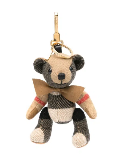 Burberry Thomas Bear Checked Keyring In Brown