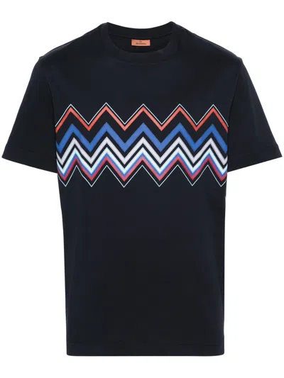 Missoni Zigzag Cotton T-shirt In Blue