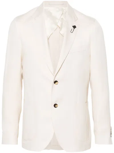 Lardini Structured Single-breasted Blazer In White