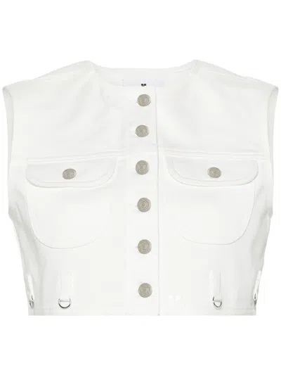 Courrèges Cropped Denim Top In White