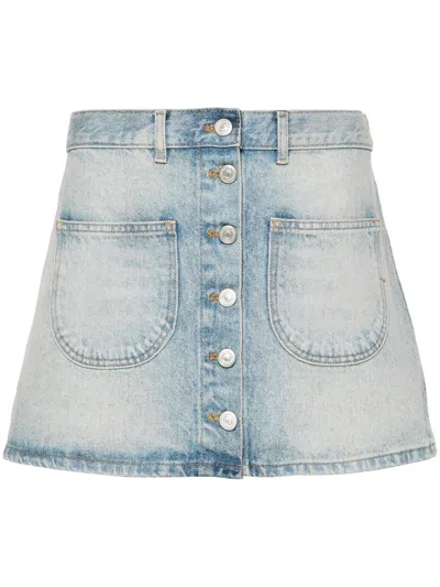 Courrèges Denim Mini Skirt In Blue