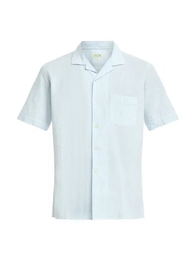 Hartford Men's Palm Mc Searsucker Stripe Short Sleeve Shirt Blue
