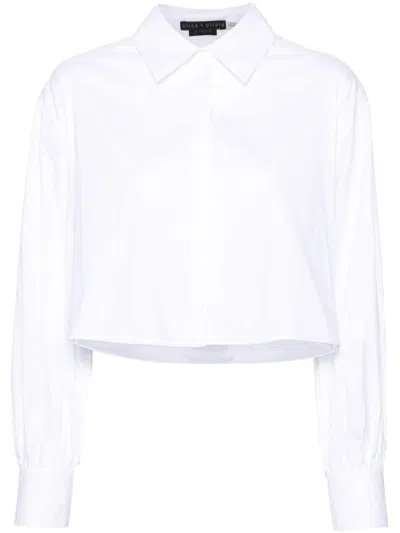Alice And Olivia Alice + Olivia Finley Cropped Shirt In Blanco