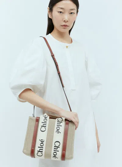 Chloé Small Woody Tote Bag In Cream