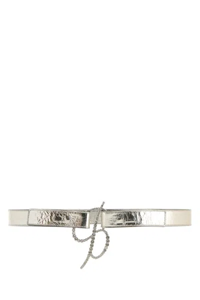 Blumarine B Laminated Leather Belt In Silver
