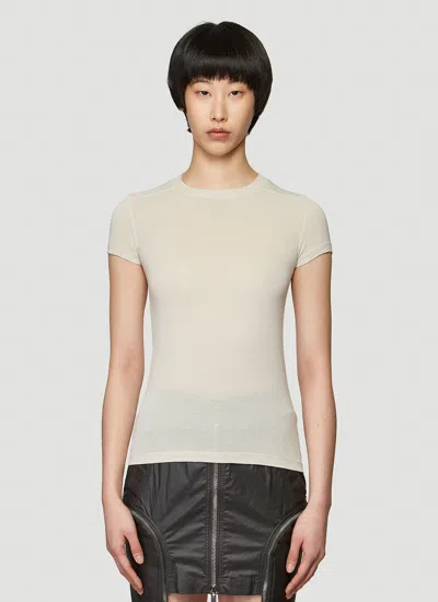 Rick Owens Cropped Level Tee T-shirt White In 08 Pearl
