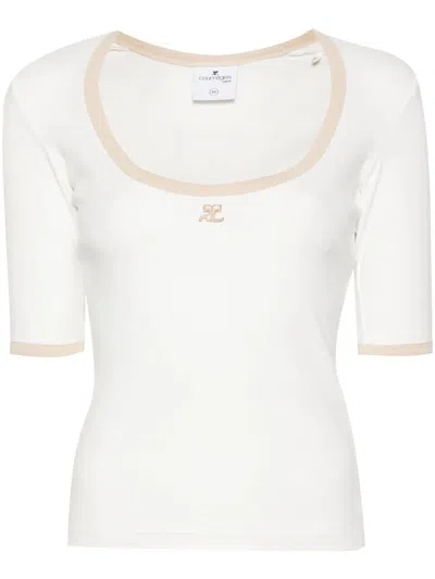 Courrèges Holistic Contrast Straight Hem T In White