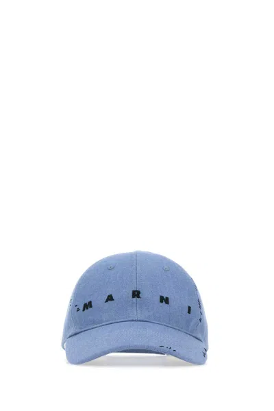 Marni Light Blue Cotton Baseball Hat In Azure
