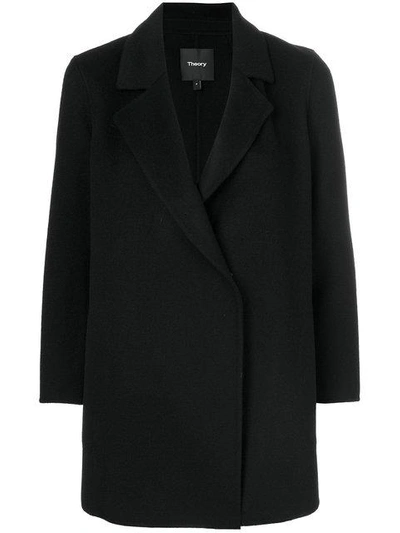 Theory Belted Double-faced Wool And Cashmere-blend Coat In Black