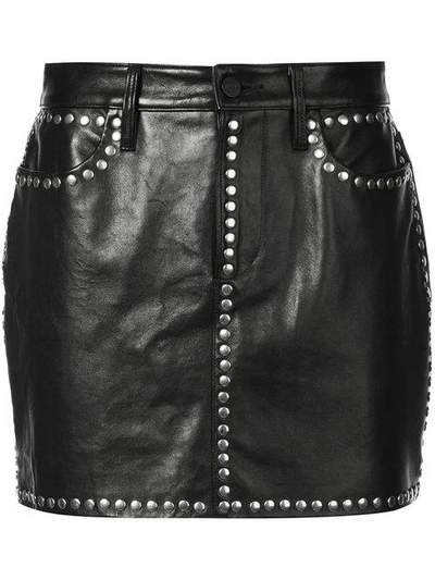 Frame Studded Leather Miniskirt In Noir