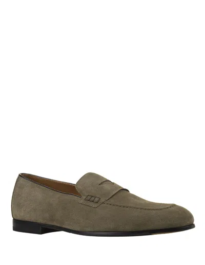 Doucal's Suede Penny Loafers In Green