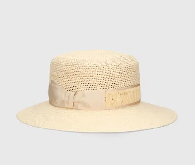 Borsalino Kris Semi-crochet Straw Panama Hat In Naturale