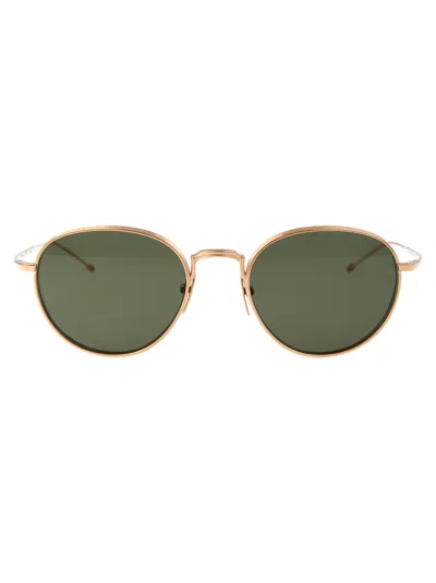 Thom Browne Round - Gold Sunglasses In 711 White