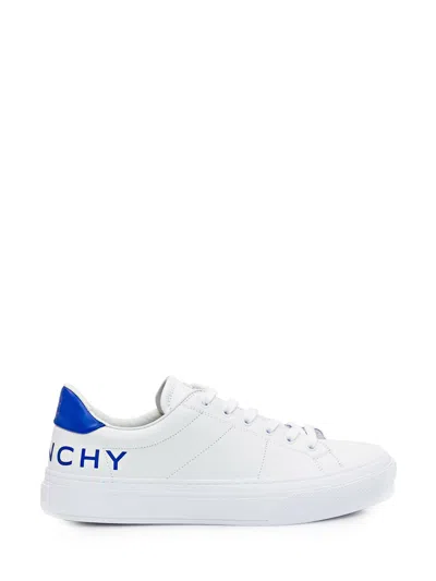 Givenchy City Sport Leather Trainers In White Blue