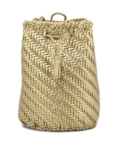 Dragon Diffusion "pompom Double Jump" Bucket Bag In Gold