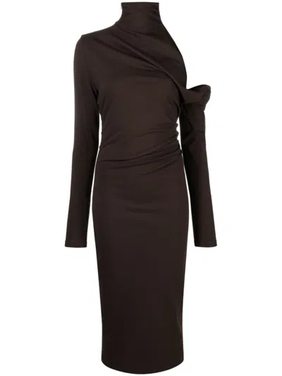 Gauge81 Teresa Asymmetric Midi Dress In Black