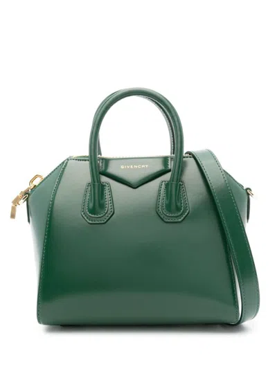 Givenchy Mini Antigona Leather Tote Bag In Green