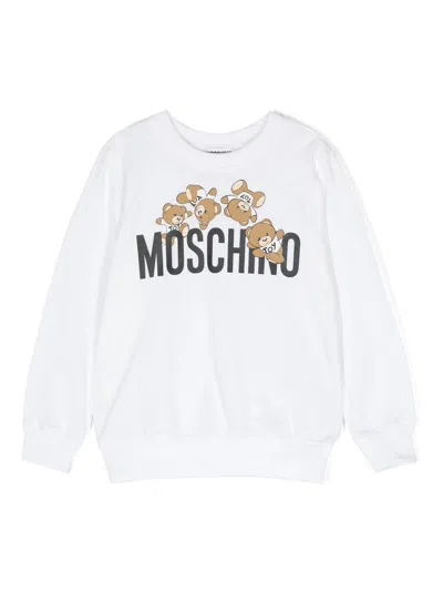 Moschino Kids' Teddy-bear-print Cotton Sweatshirt In White