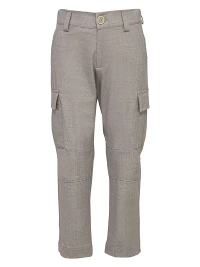Eleventy Kids' Straight-leg Cargo Trousers In Grey