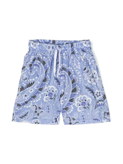 Etro Kids' Paisley-print Swim Shorts In Blue