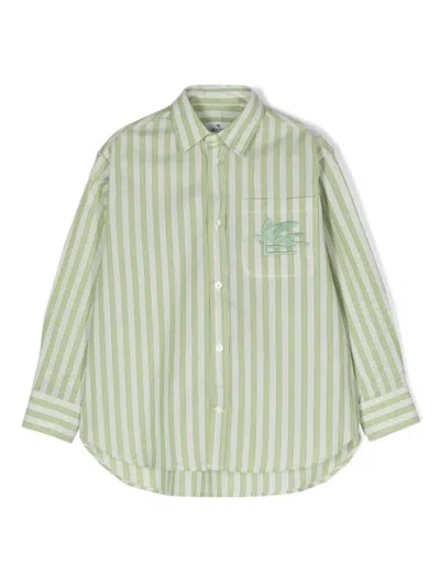 Etro Kids' Pegaso Cotton Shirt In Green