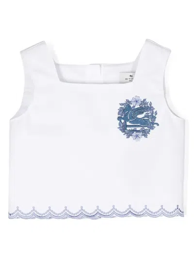 Etro Kids' Pegaso-motif Cotton T-shirt In Blue