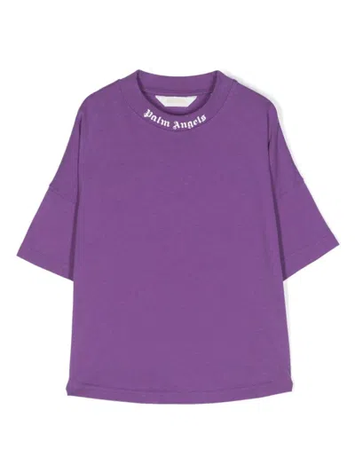 Palm Angels Kids' Classic Overlogo T-shirt In Purple