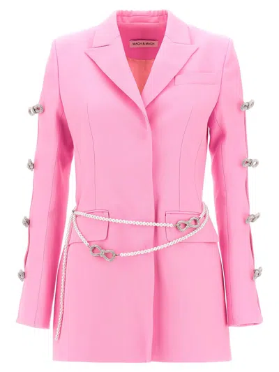 Mach & Mach Bow And Pearl Blazer Dress In Pink