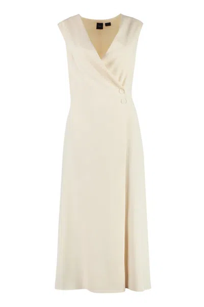 Pinko Anonimo Crepe Stretch Long Dress In Panna