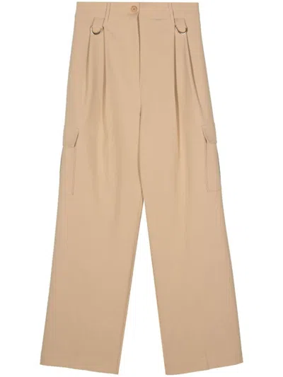 Semicouture Straight-leg Cargo Trousers In Beige