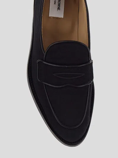 Thom Browne Rwb-stripe Canvas Penny Loafers In Black