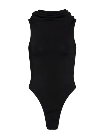 Alaïa Sleeveless Hooded Bodysuit In Noir Alaia